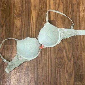 Cute light blue Lacey Victoria secret push up bra